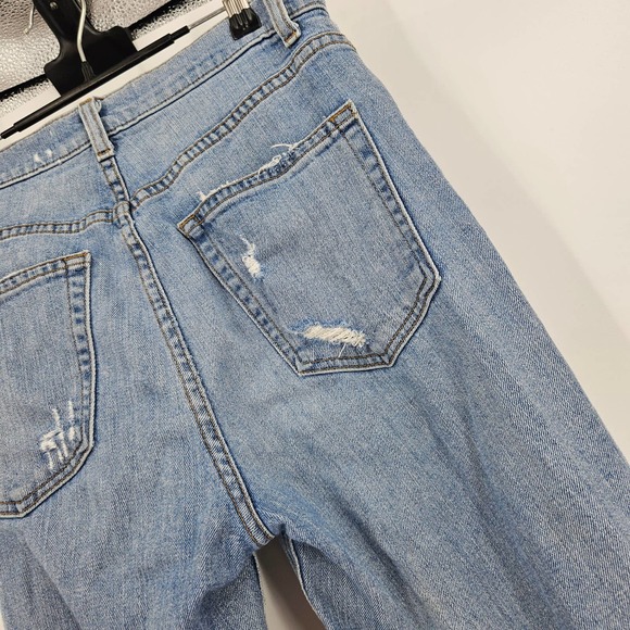 Reformation Jeans Blue Ripped Knee Distressed High Rise Straight Leg Denim Sz 27 - Picture 5 of 6